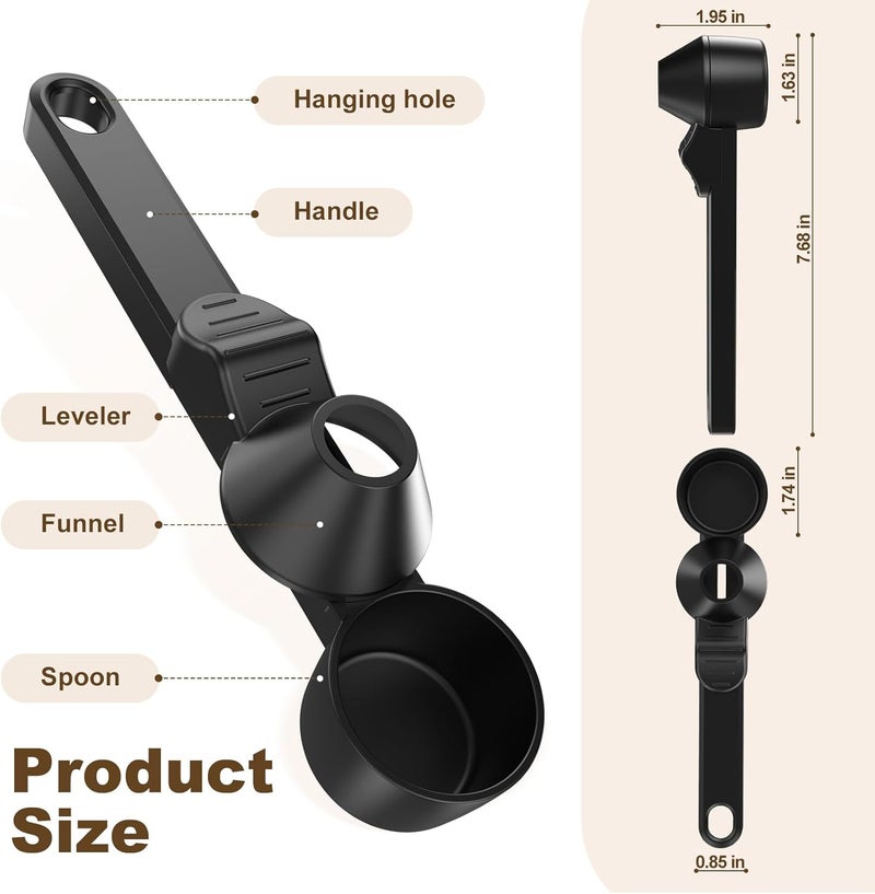 LimanChef Coffee Scoop & Funnel for Reusable K Cup Refillable Coffee Pods,Mess-Free Measuring Spoon 2 TBSP Capacity for Ground Coffee, Protein Powder & Tea, Funnel Design without Spilling(2, Black) - Image 5